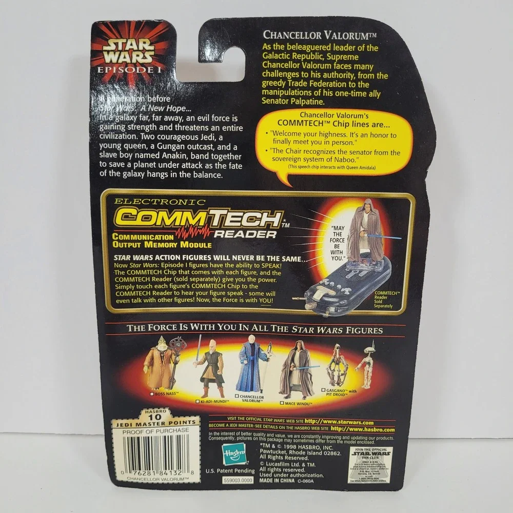 Star Wars Episode I Chancellor Valorum Hasbro Action Figure CommTech Chip 1998
